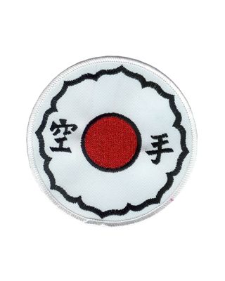 Karate japanische Schrift rund [Stoffabzeichen weiss/schwarz,